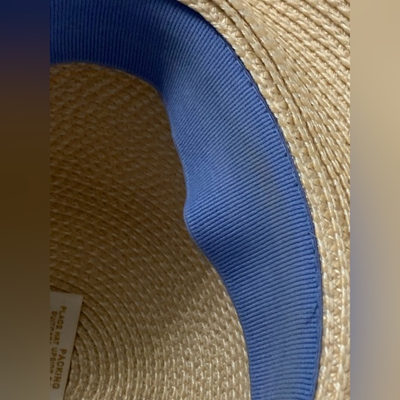 ERIC JAVITS Beige with Blue Trim Straw Hat - Picture 13 of 13